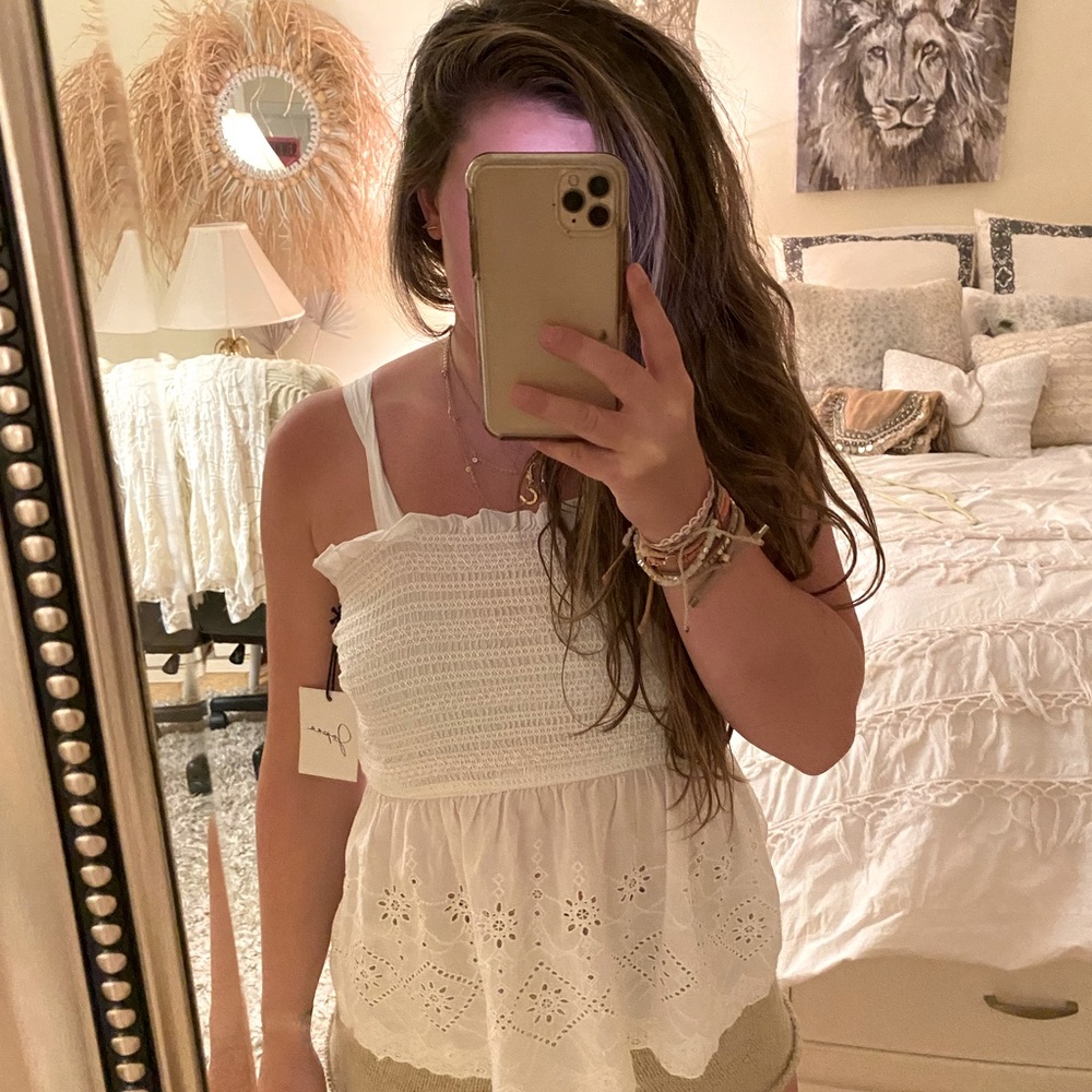 Boho Lace Eyelet Tank Top